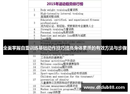全面掌握自重训练基础动作技巧提高身体素质的有效方法与步骤